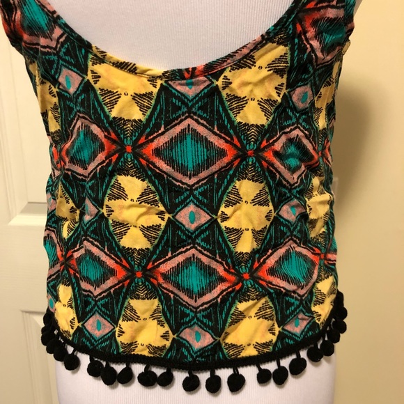 Printed Spaghetti Tank with Pom Poms - Picture 6 of 7